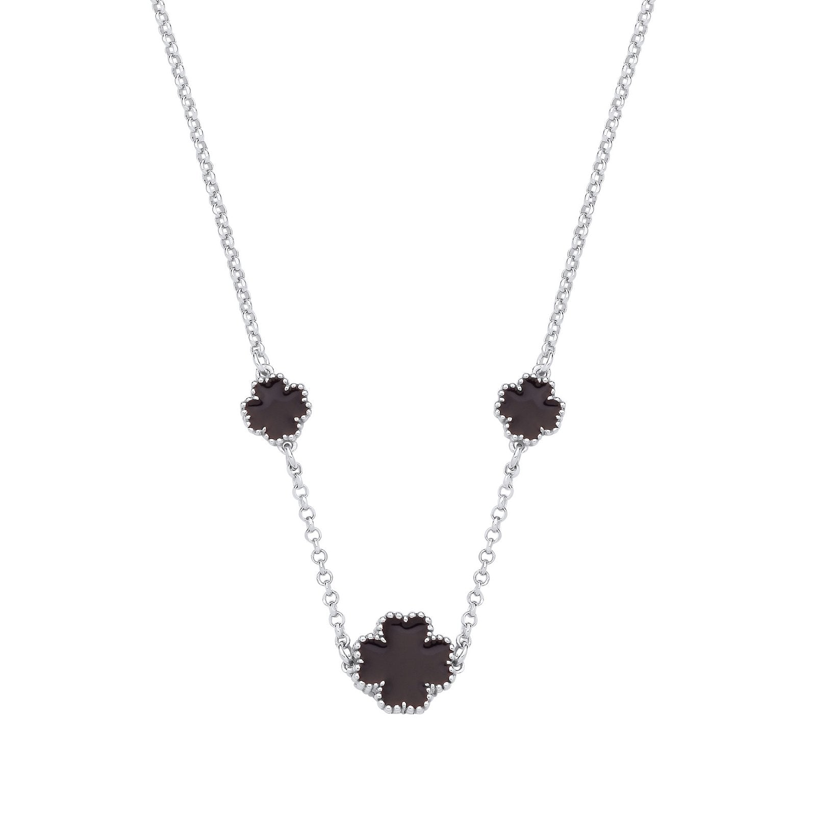 Silver Black Enamel Four Leaf Clover Necklace - Fine Necklace - Certified Authentic – Luxury Jewellery by Imperial Tim